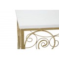 Art deco set čtvercových kovových zlatých příručních stolků Lana s deskou s mramorovým bílým designem 70 cm