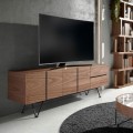 Luxusní moderní TV stolek Forma Moderna z hnědého ořechového dřeva se čtyřmi dvířky a dvěma šuplíky 180 cm