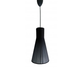 Moderní designová závěsná lampa Negro s textilním černým stínítkem s lineárním vzorem 20 cm