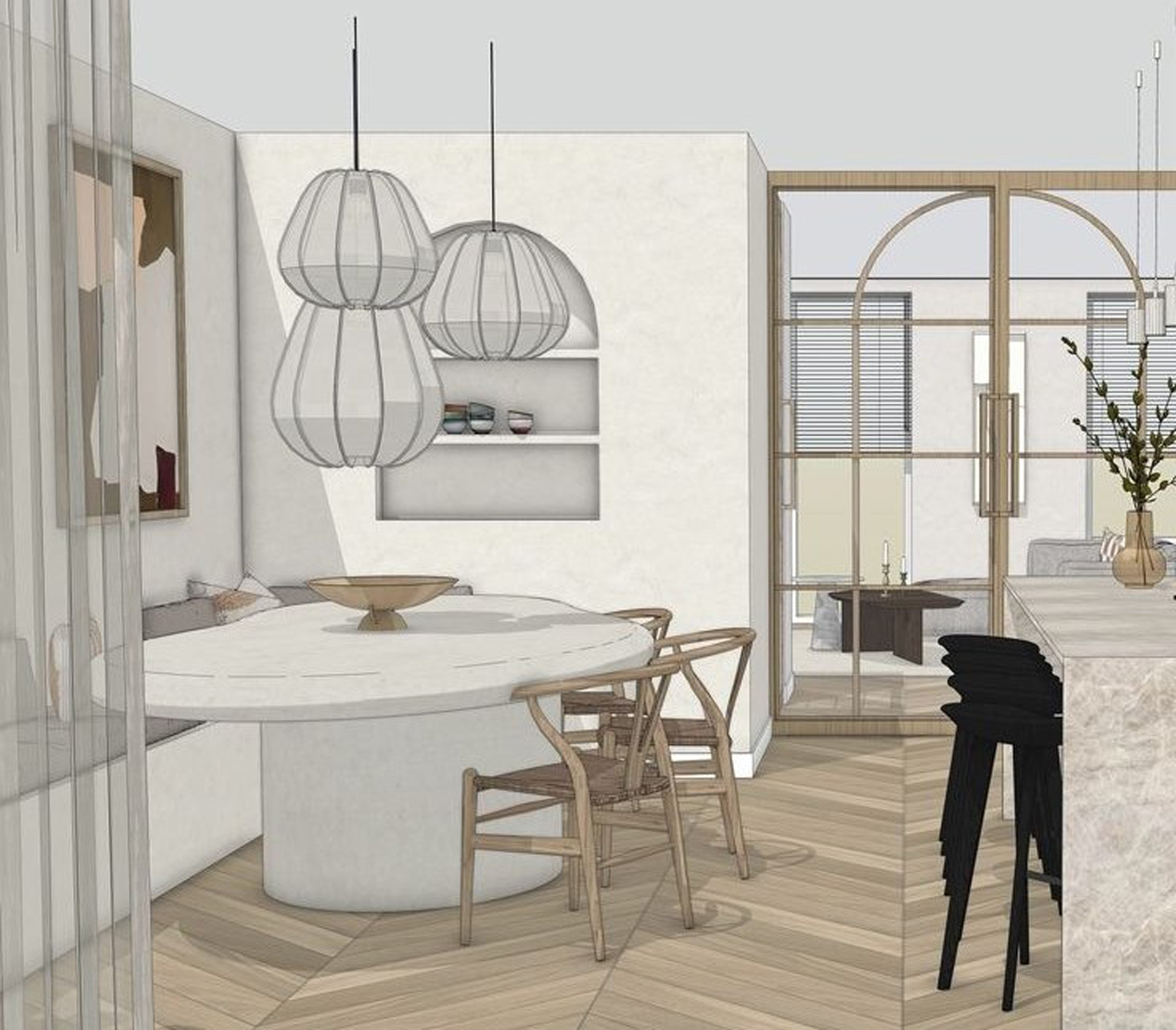 Estila dizajn navrh 3D model jedalne