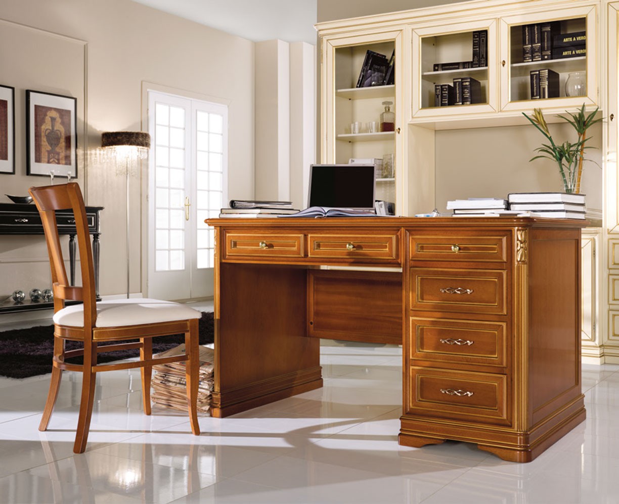 Estila Luxusní rustikální psací stůl Lanes se šesti šuplíky z masivního dřeva v hnědé barvě 140 cm