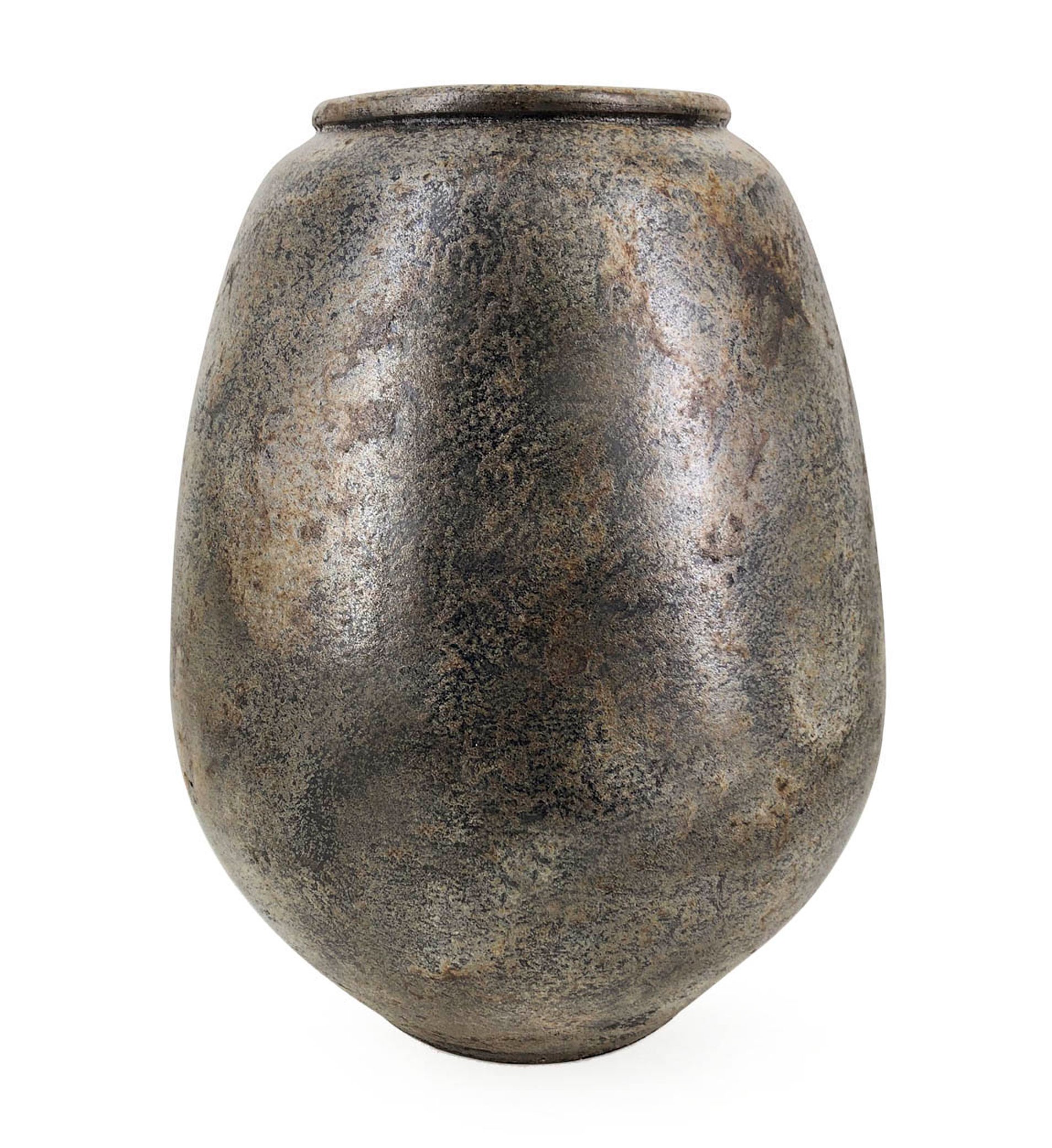 Estila Designová vintage váza Masiela z terakoty s metalickou povrchovou úpravou ve zlaté barvě s tmavou patinou 48 cm