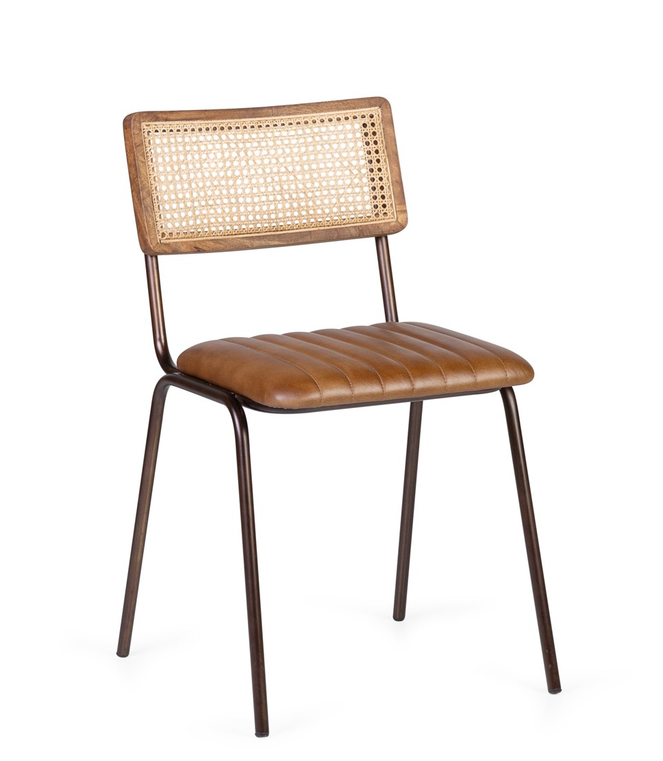 Estila Designová kožená jídelní židle Boston v hnědé barvě v industriálním stylu 78 cm